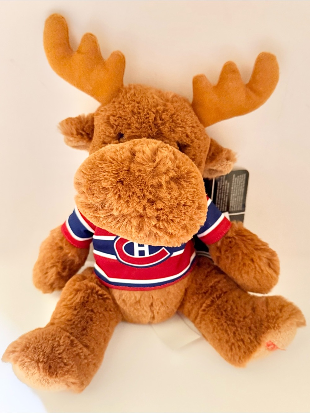 NHL Plush Moose in Brown with Red, Blue & White Canadiens Jersey